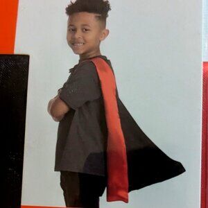 NWT Kids Red Black Satin Cape Super Hero Vampire Halloween Costume Michaels NEW